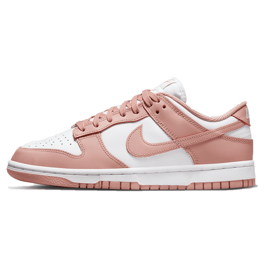 Nike Dunk Low model with a two toned, rose and white colourblocking.